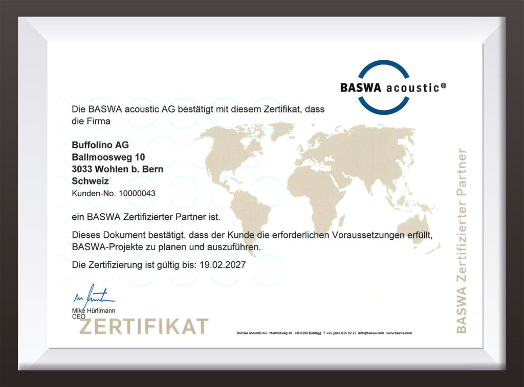 Zertifikate BASWA Acoustic
